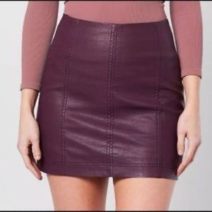 Free People purple faux leather mini skirt